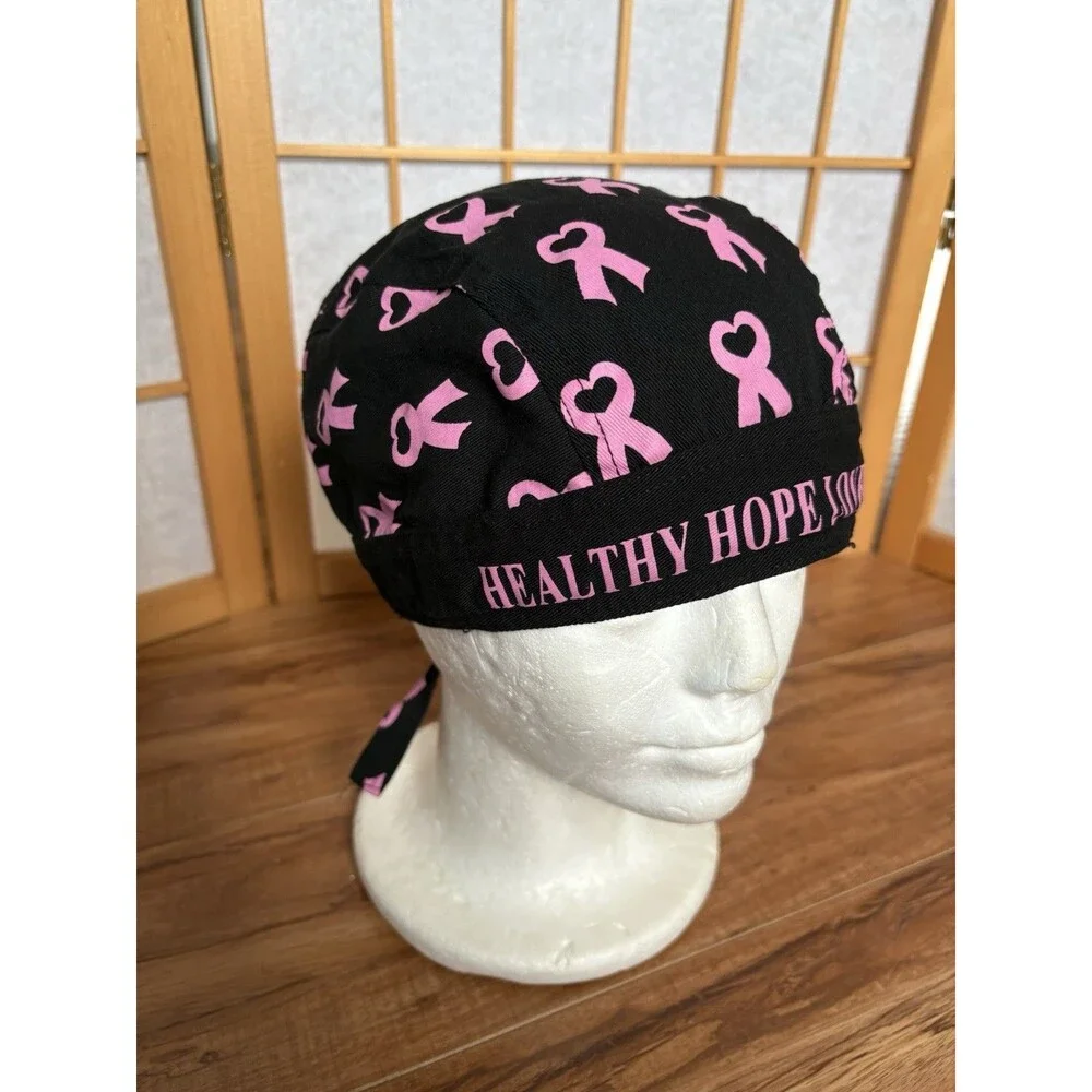 Breast Cancer Healthy Hope Love Live Pink Ribbon Doo Rag Skull Cap Head Wrap